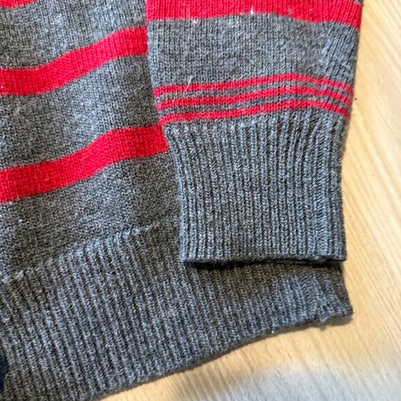 Men's Burton London Gray Red Striped Wool Crewneck Pullover Sweater Sz Large L - Picture 4 of 5